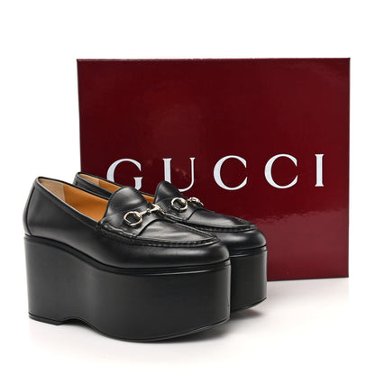 Gucci Ancora Calfskin Womens Horsebit Platform Loafers 39 Black 11 of 11