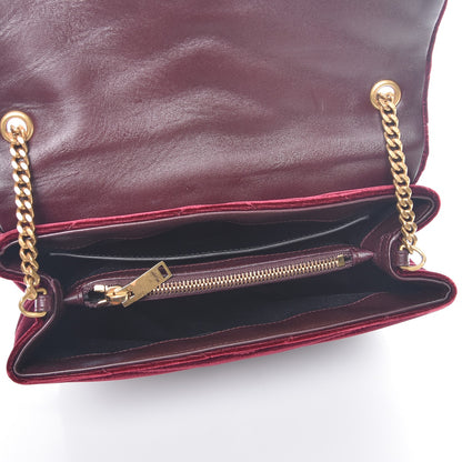 Saint Laurent Velvet Y Quilted Monogram Small Loulou Chain Satchel Burgundy 5 of 12