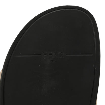Fendi Chenille Fabric Jacquard Suede FF Womens Fendi Feel Buckled Slide Sandals 39.5 Tortora Nuvola Rock 8 of 9