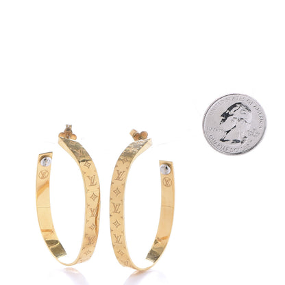 Louis Vuitton Nanogram Hoop Earrings Gold 2 of 7