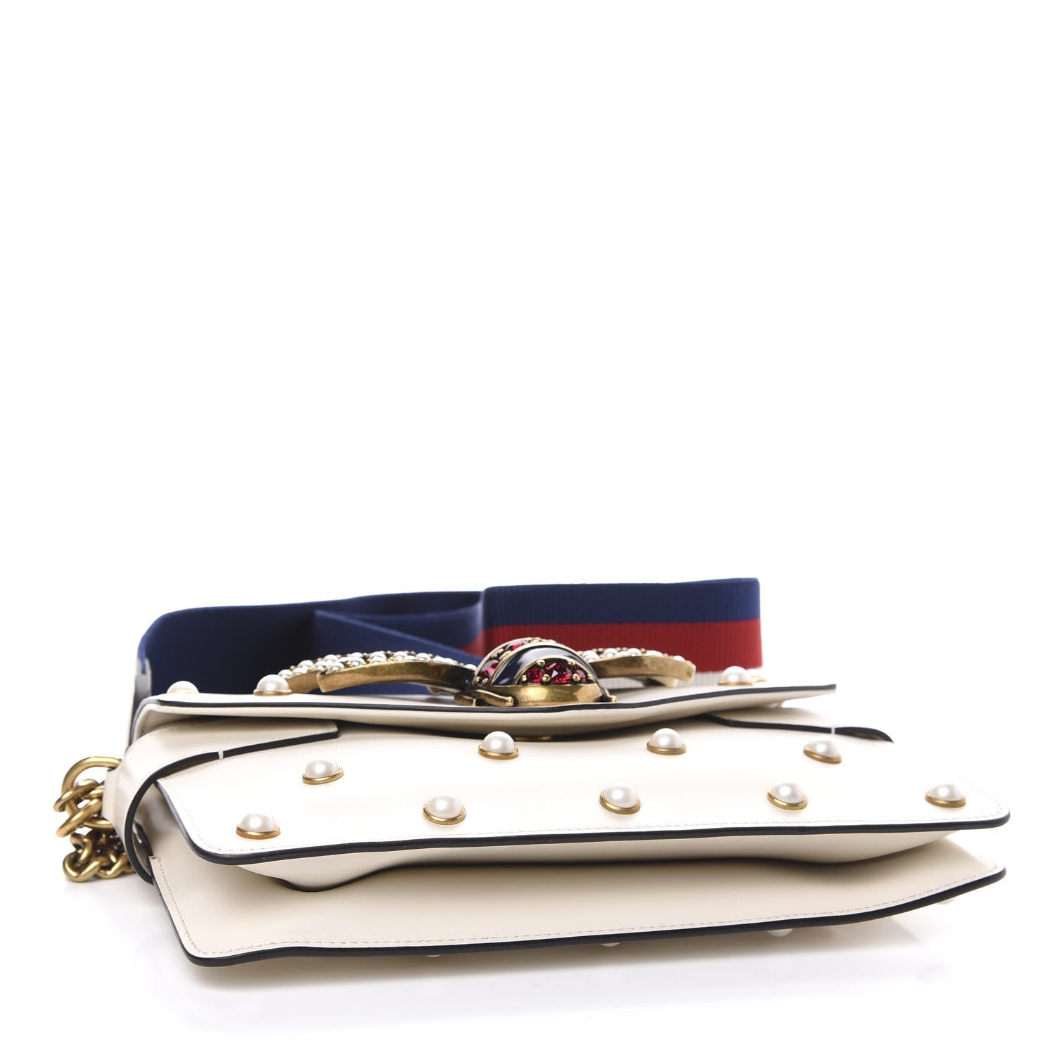 Gucci Nappa Pearl Studded Mini Queen Margaret Broadway Shoulder Bag Mystic White 4 of 10