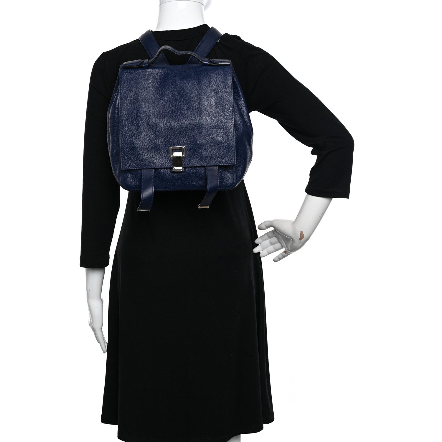 Proenza Schouler Pebbled Calfskin PS Courier Backpack New Navy 2 of 18