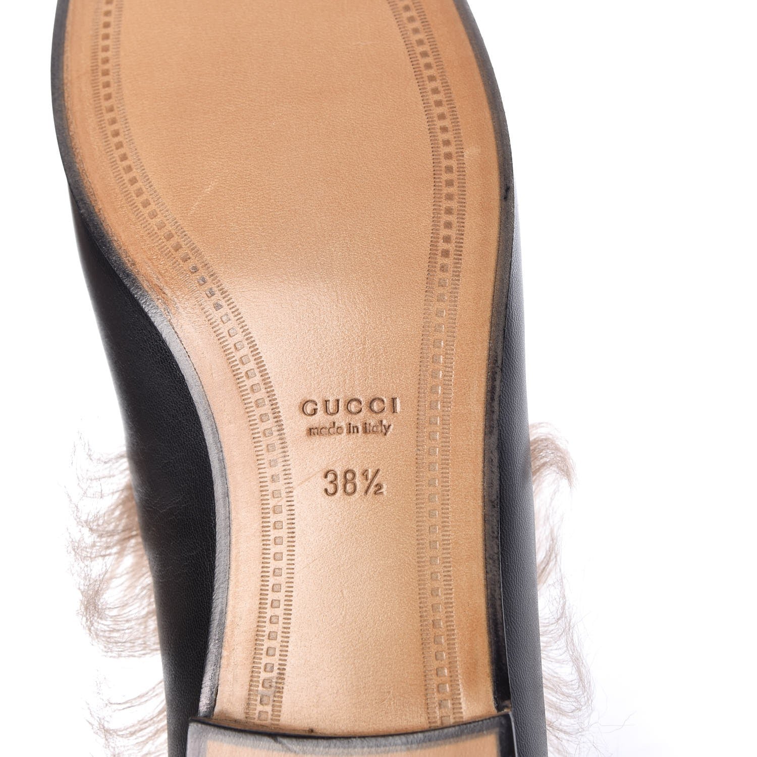 Gucci Malaga Kid Fur Womens Jordaan Loafers 38.5 Black Natural 6 of 8