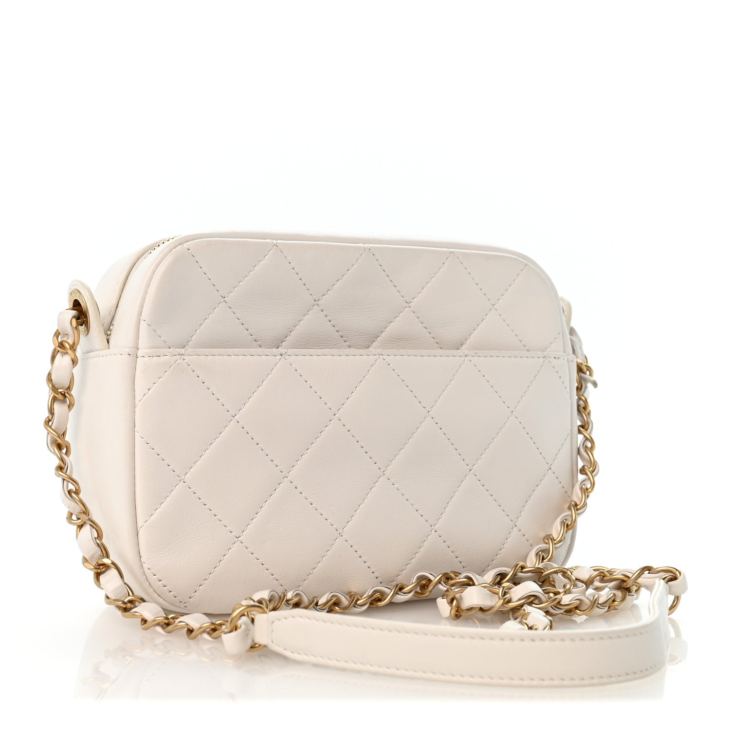 Chanel Calfskin Quilted Enchained Camera Case Bag White 2 of 12