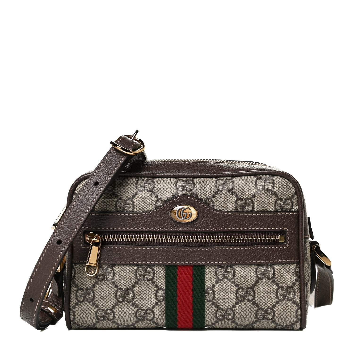 Gucci GG Supreme Monogram Web Mini Ophidia Shoulder Bag Brown 1 of 13
