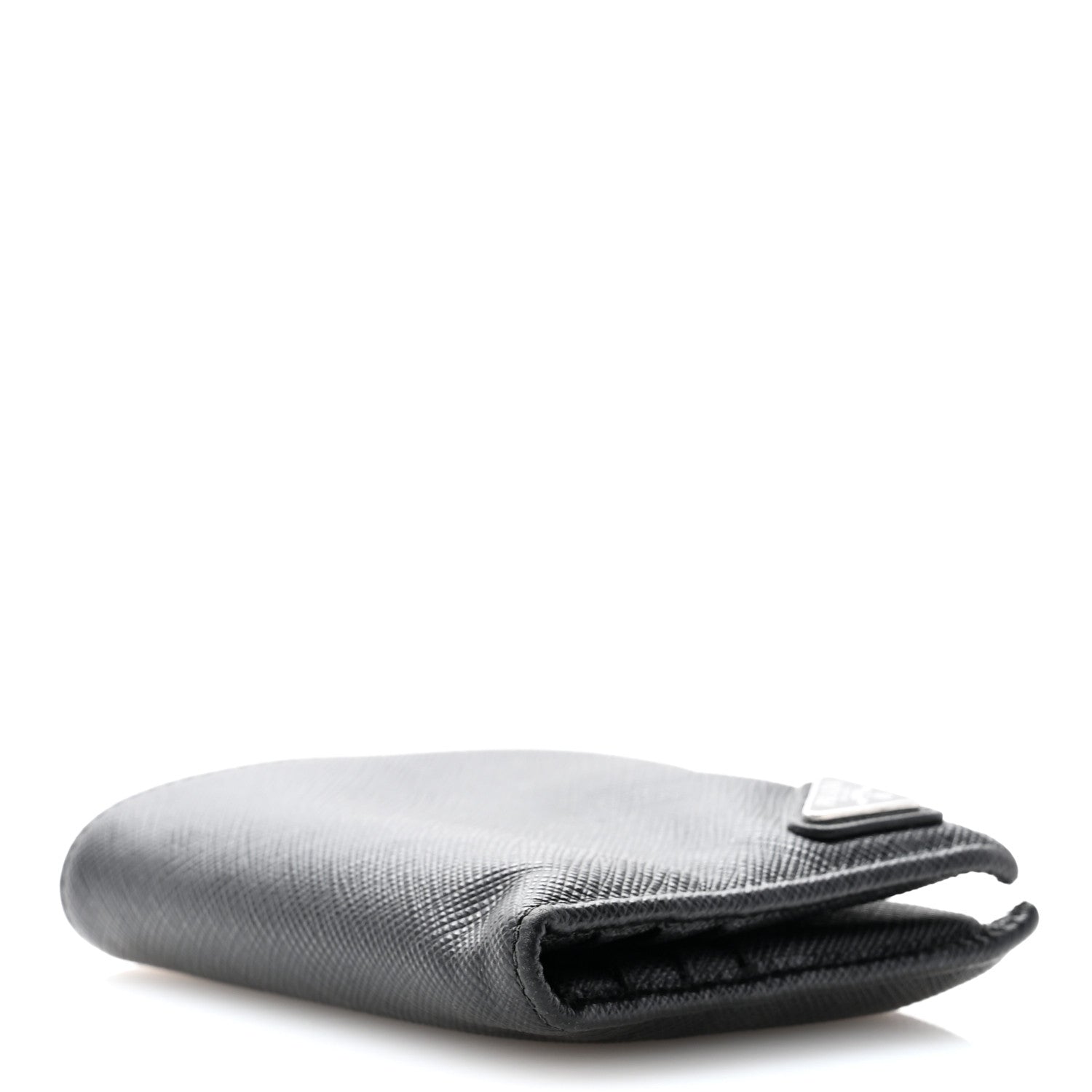 Prada Saffiano Triangle Bi-Fold Wallet Black 4 of 12