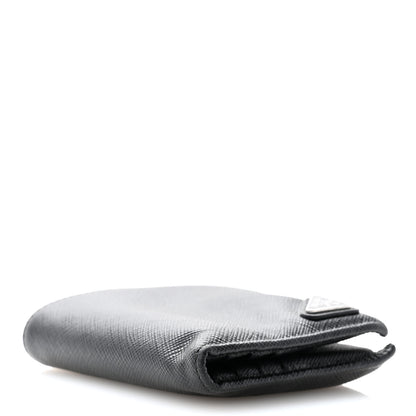Prada Saffiano Triangle Bi-Fold Wallet Black 4 of 12