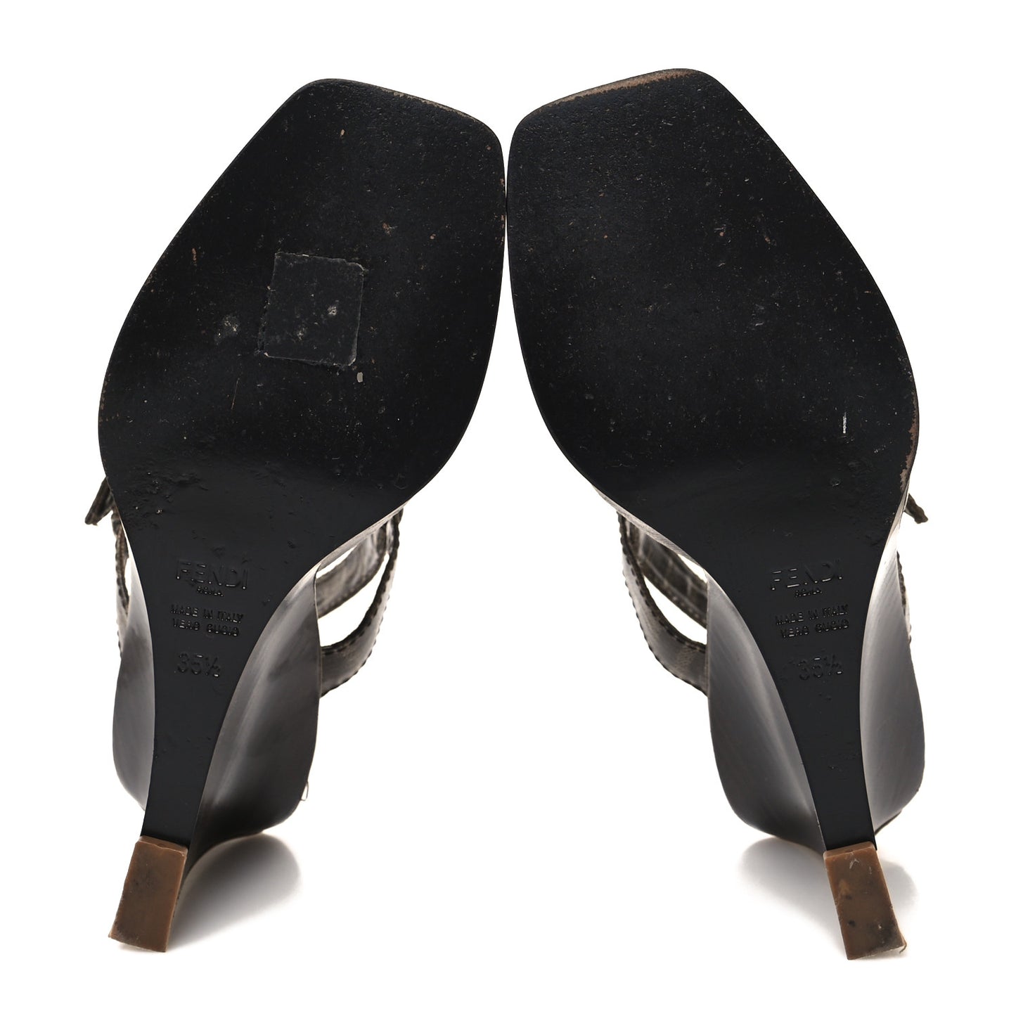 Glazed Fabric FF Wedge Sandals 35.5 Tobacco Moro