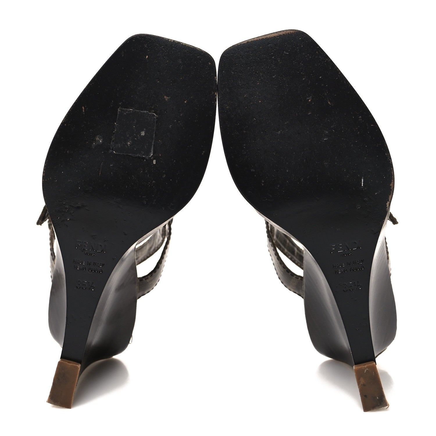 Fendi Glazed Fabric FF Wedge Sandals 35.5 Tobacco Moro 5 of 9