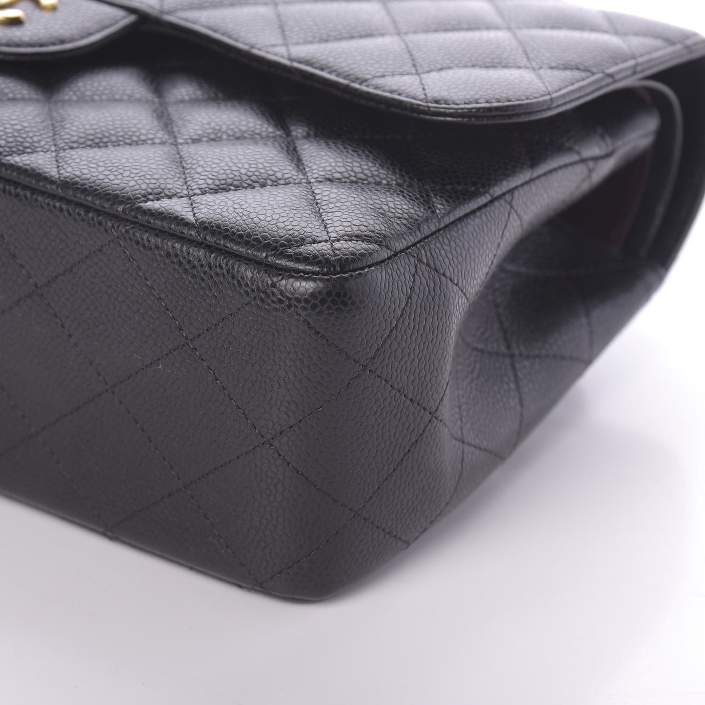 Caviar Quilted Jumbo Double Flap Black