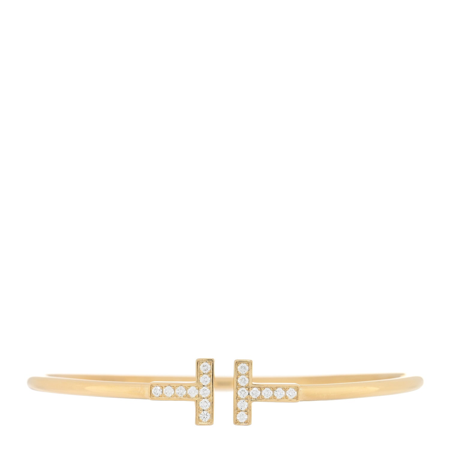 Tiffany 18K Yellow Gold Diamond T Wire Bracelet 1 of 4