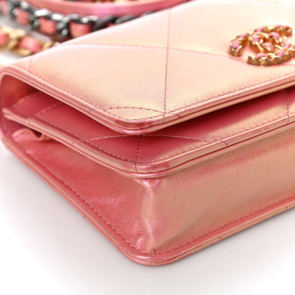 Chanel Iridescent Calfskin Quilted Chanel 19 Wallet On Chain WOC Pink 10 of 19