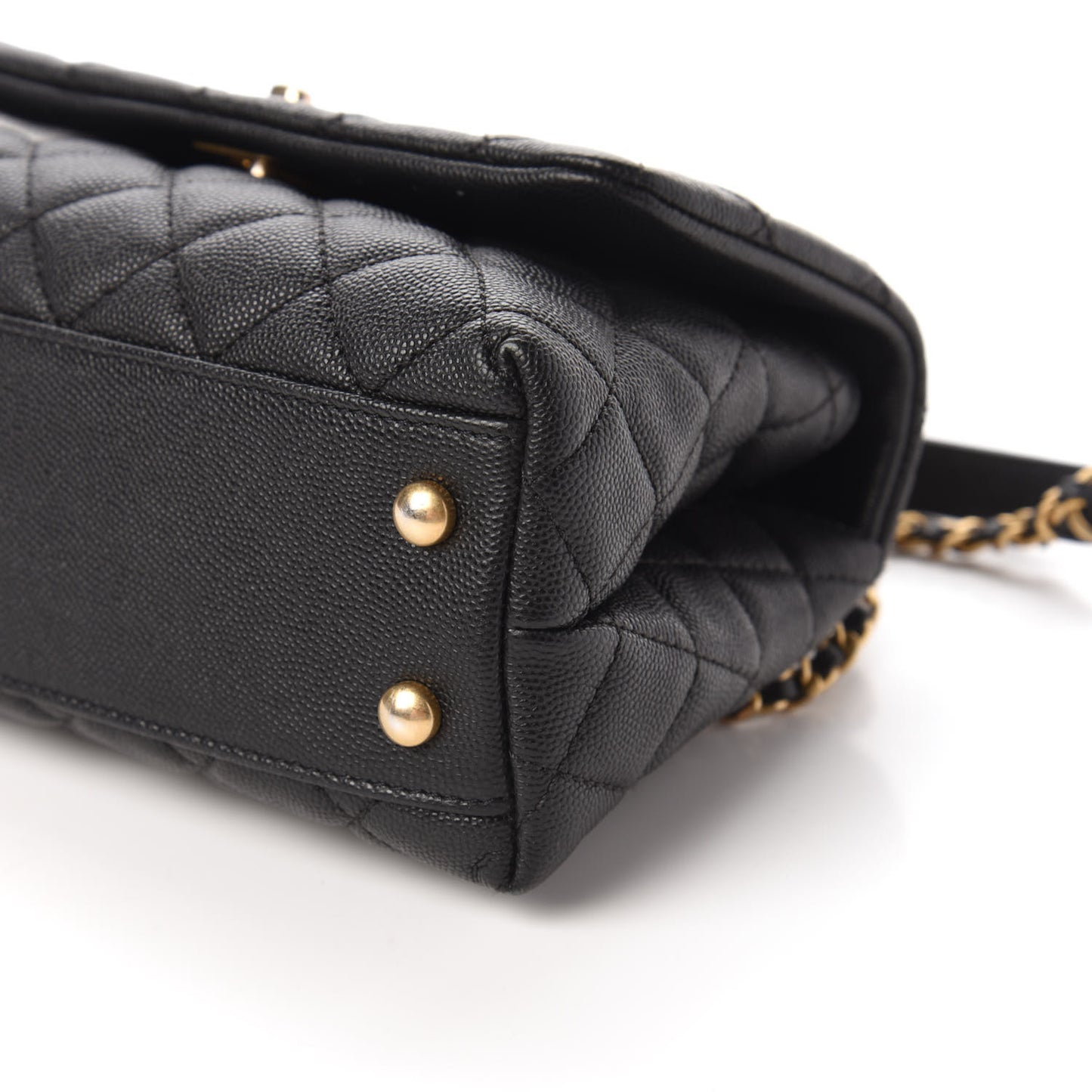 Caviar Quilted Mini Coco Handle Flap Black