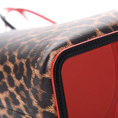 Christian Louboutin Calfskin Degrade Leopard Print Spikes East West Cabata Tote Black Multi 9 of 13