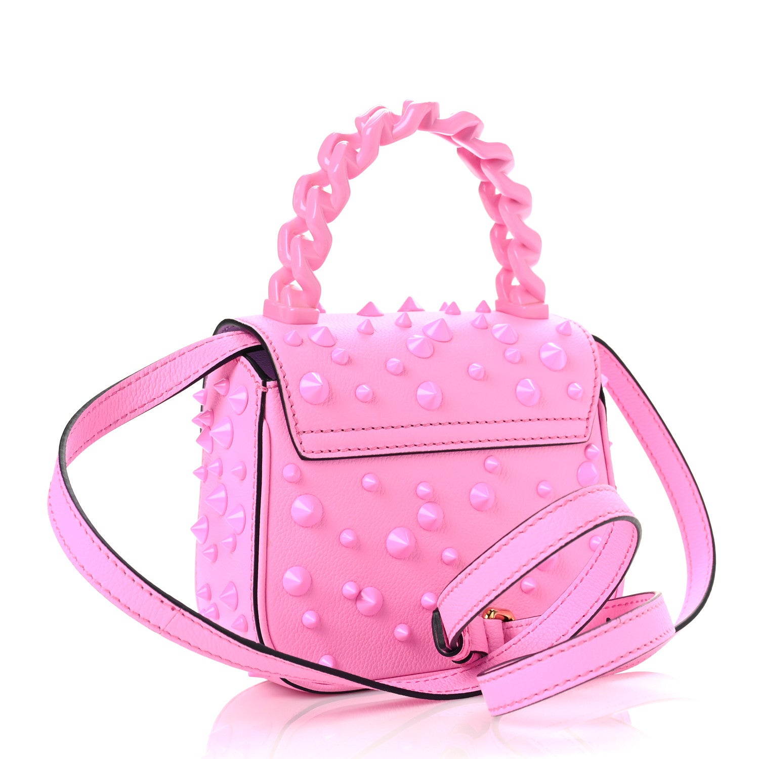 Versace Grained Calfskin Spiked Micro La Medusa Bag Pink Paradise 3 of 8