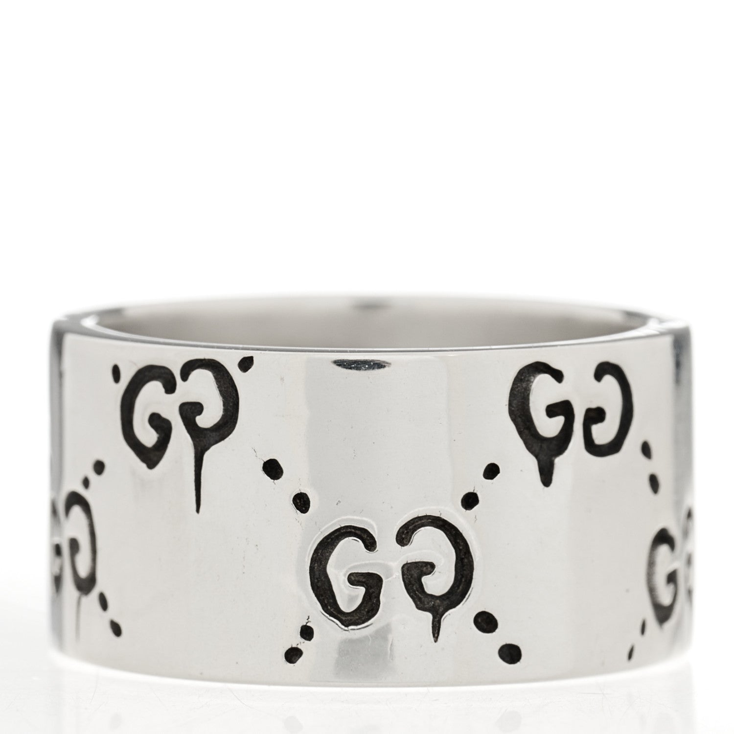 Gucci Sterling Silver GucciGhost Hamlet Skull Band Ring 58 8.5 3 of 7