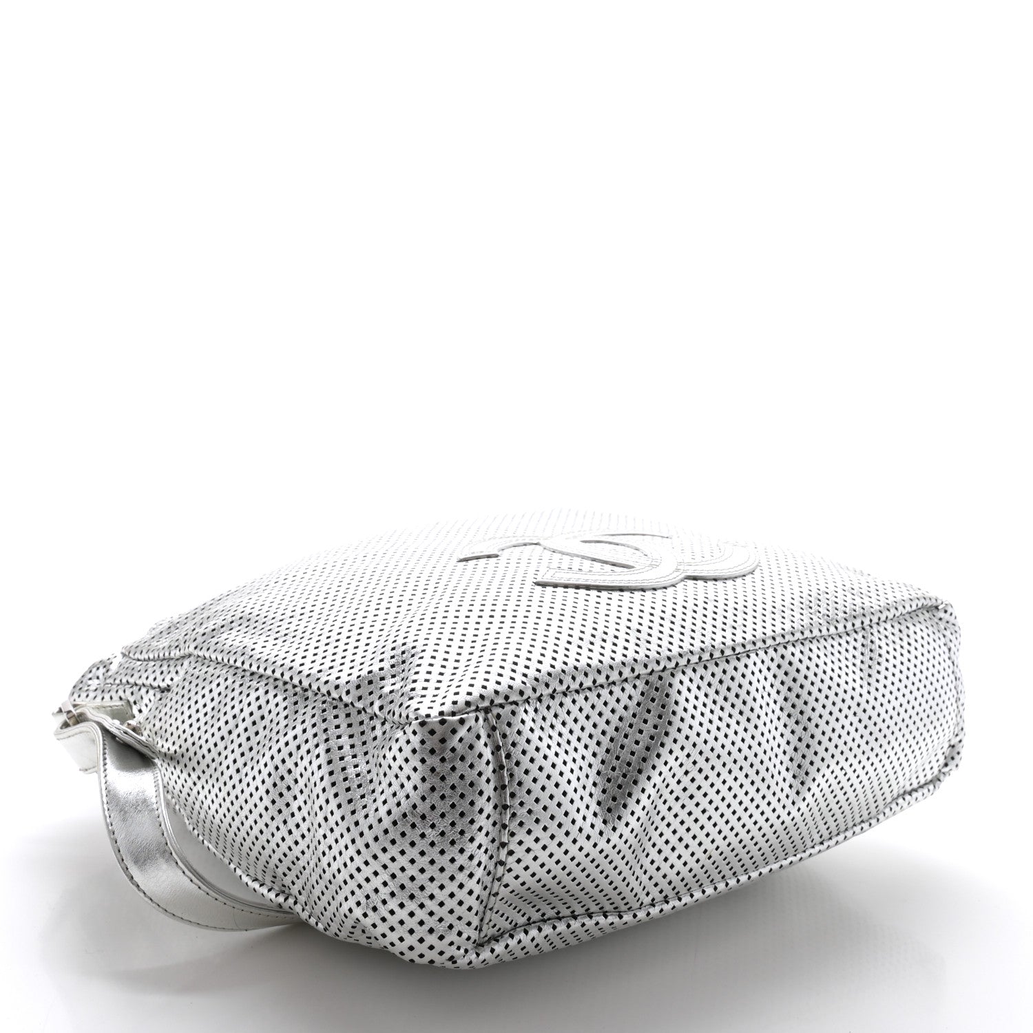 Chanel Metallic Glazed Calfskin Perforated Medium Rodeo Drive Tote Silver 4 of 11