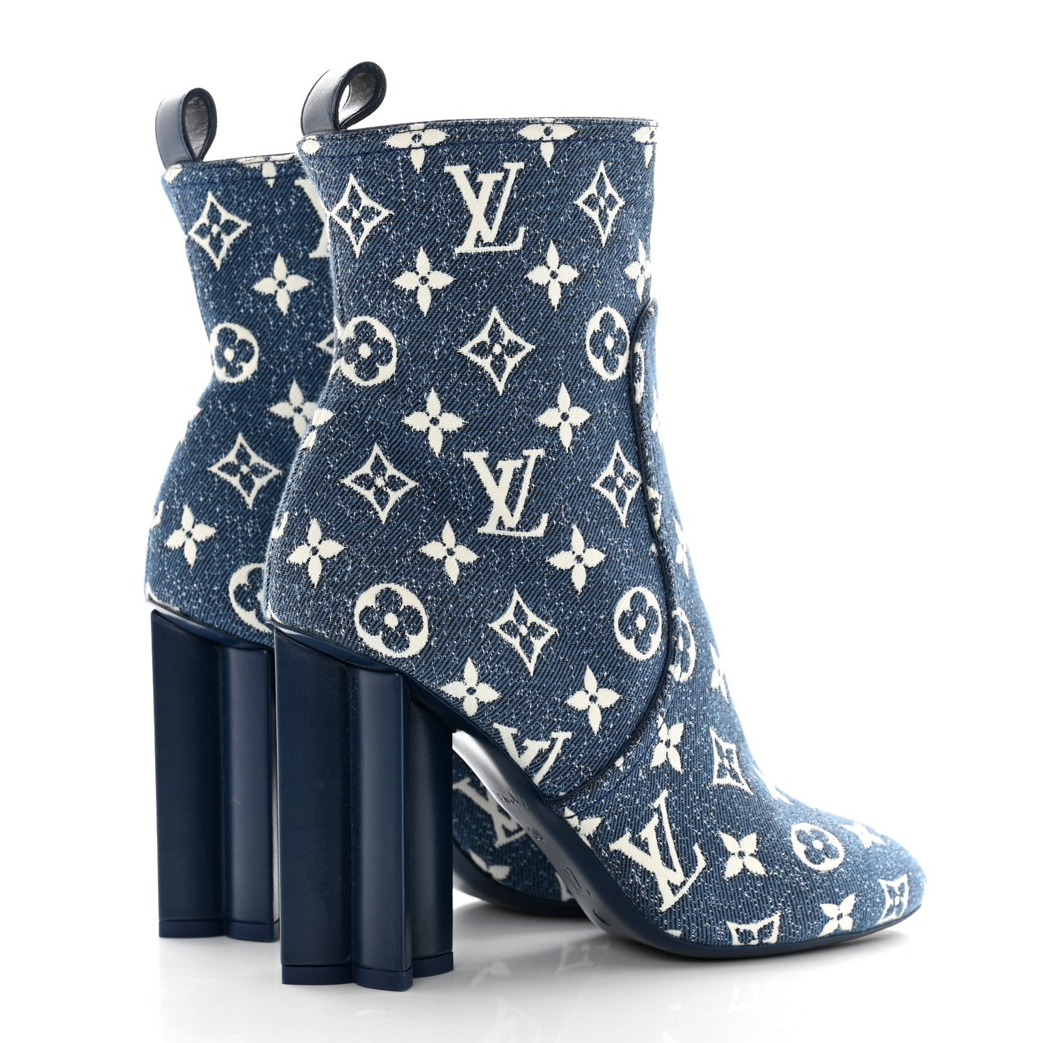 Louis Vuitton Denim Monogram Silhouette Ankle Boots 39 Navy Blue 4 of 10