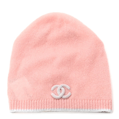 Chanel Cashmere Blend CC Beanie Hat Pink 1 of 4