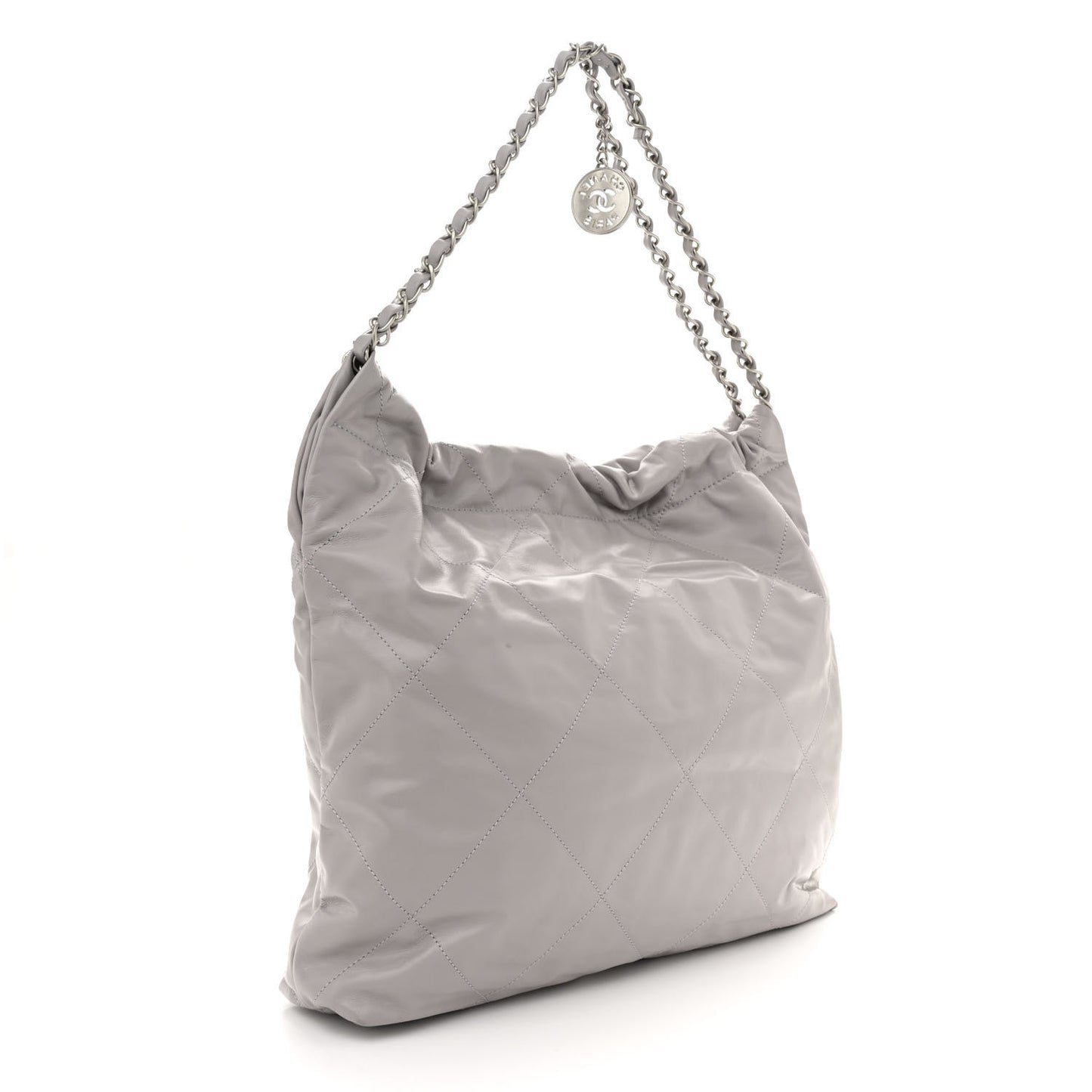Shiny Calfskin Quilted Chanel 22 Light Grey