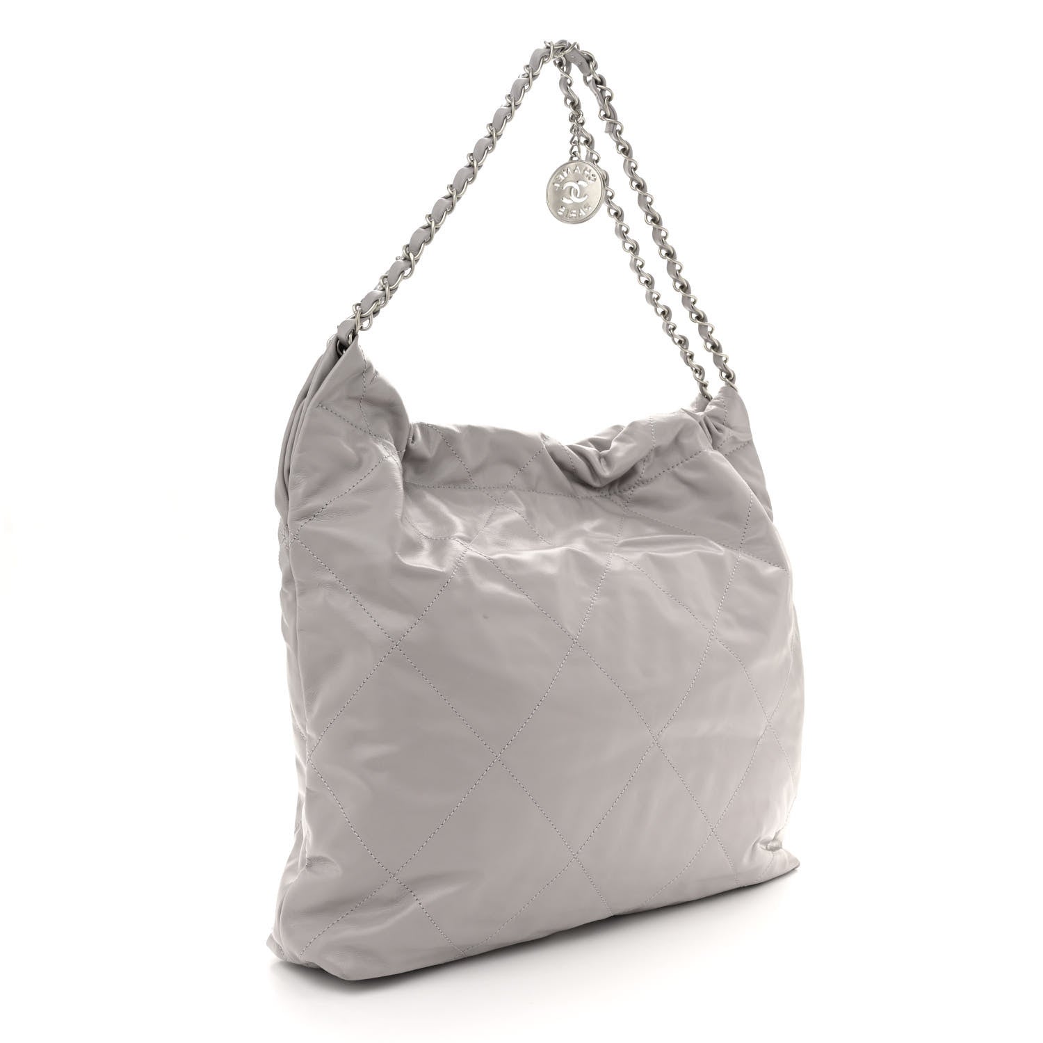 Chanel Shiny Calfskin Quilted Chanel 22 Light Grey 4 of 14
