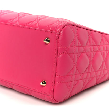 Christian Dior Lambskin Cannage Medium Lady Dior Fuchsia 10 of 10