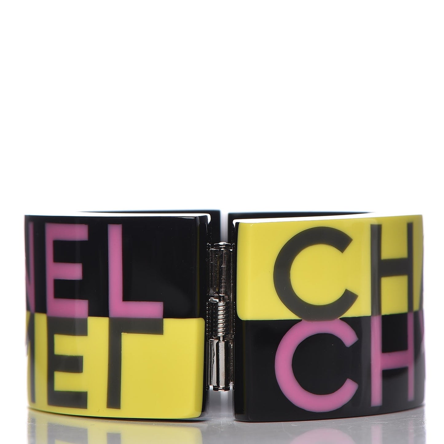 Resin CC Cuff Bracelet Black Yellow Pink