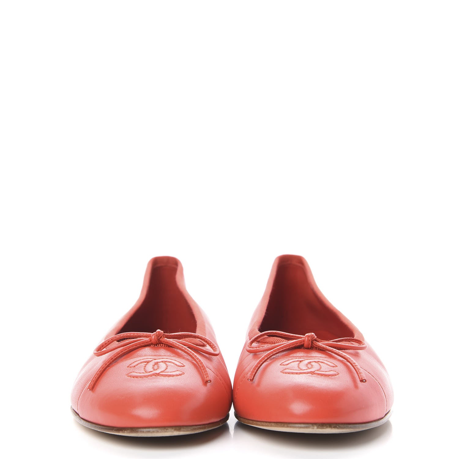Chanel Lambskin Cap Toe Ballerina Flats 39 Red 2 of 11