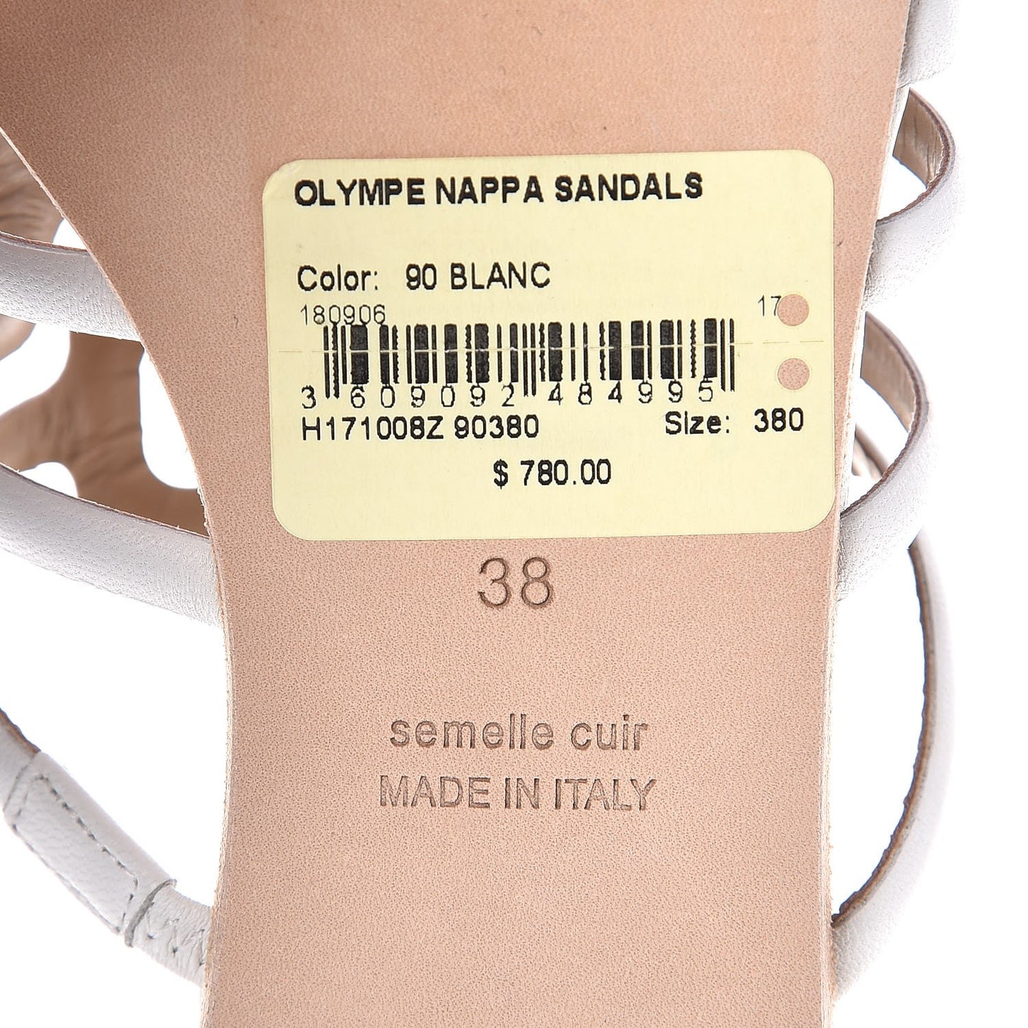 Nappa Calfskin Olympe Sandals 38 White