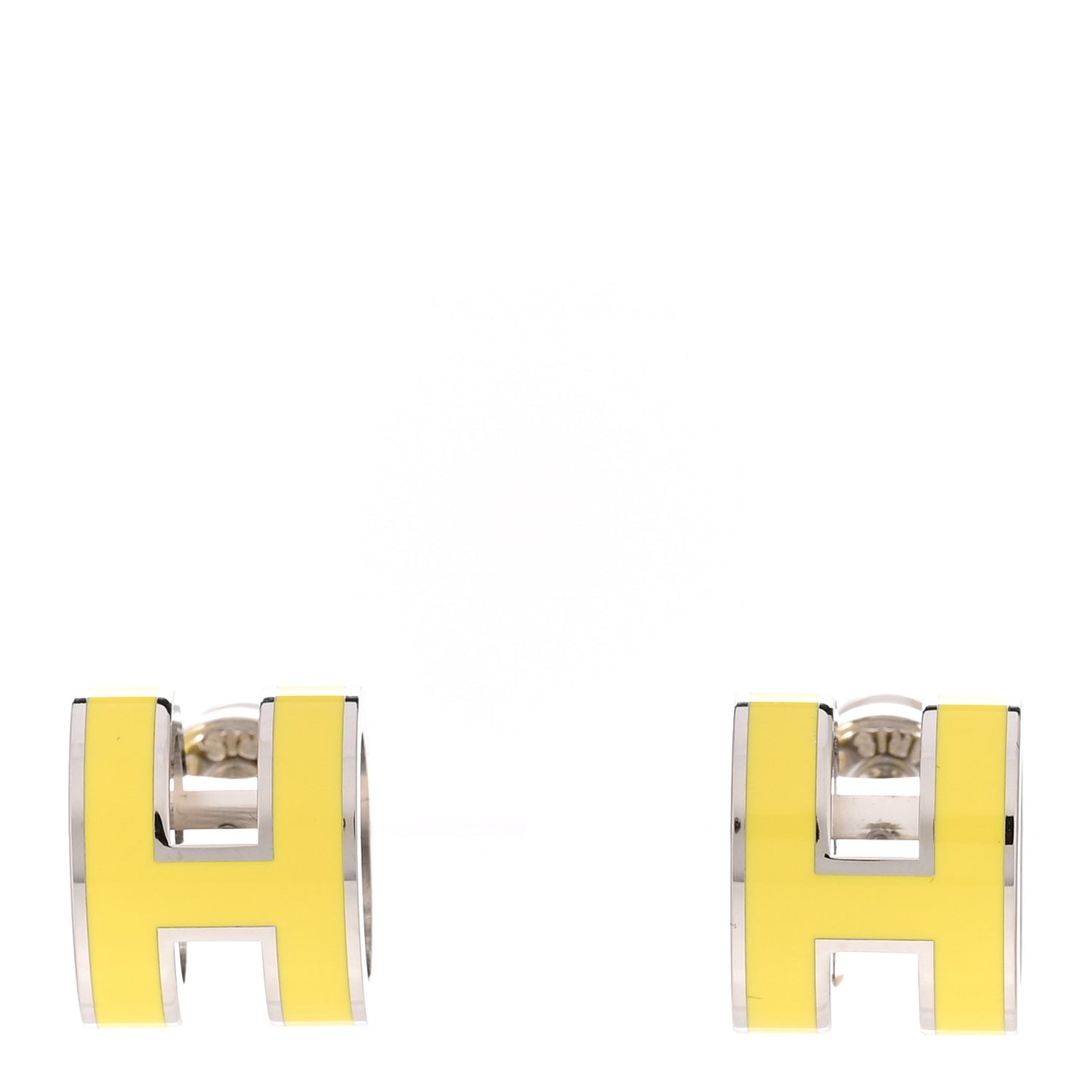 Palladium Lacquered Mini Pop H Earrings Jaune Sature