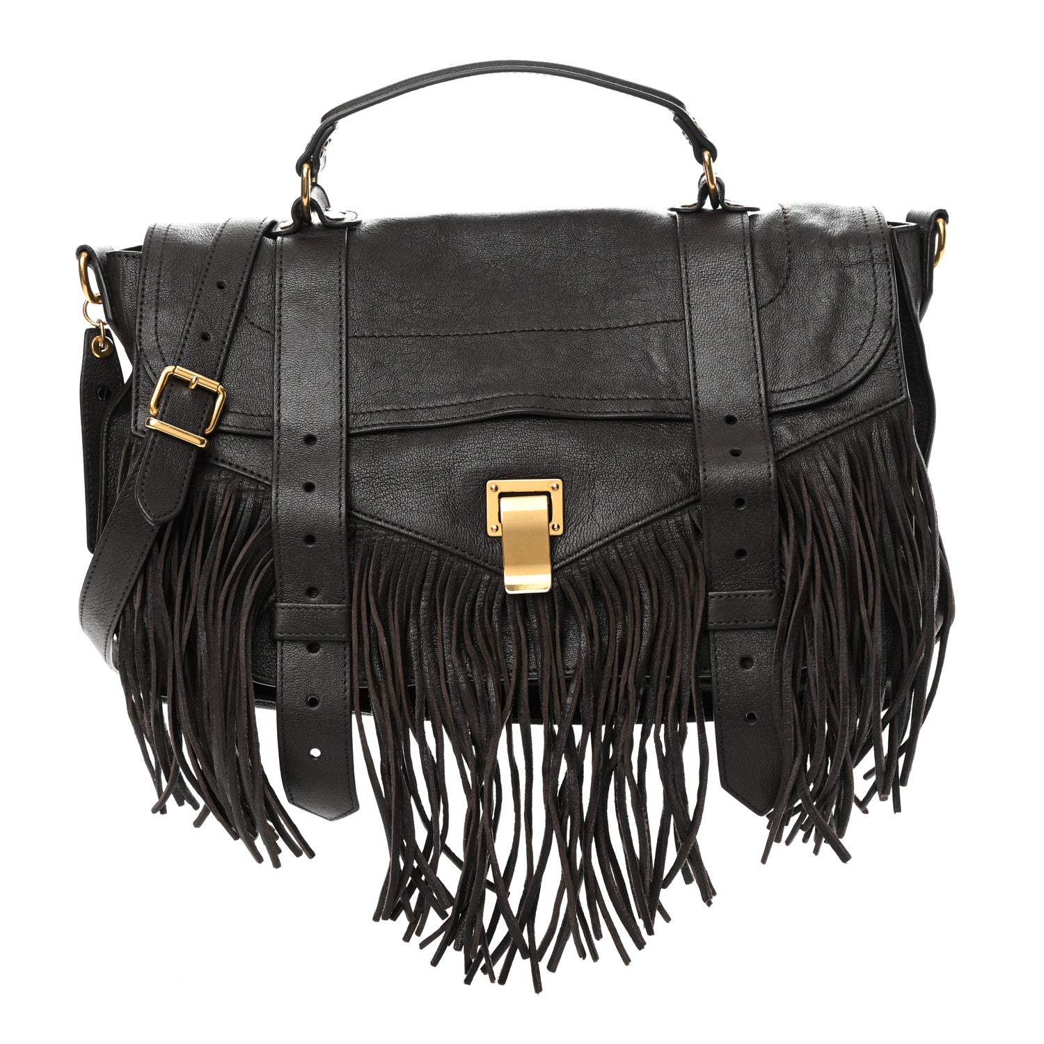 Proenza Schouler Lambskin Fringe Medium PS1 Satchel Dark Chocolate 1 of 14