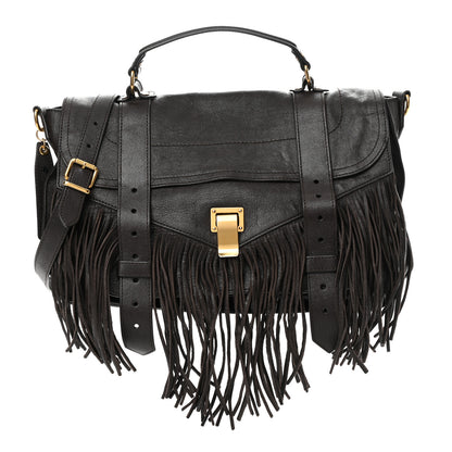 Proenza Schouler Lambskin Fringe Medium PS1 Satchel Dark Chocolate 1 of 14