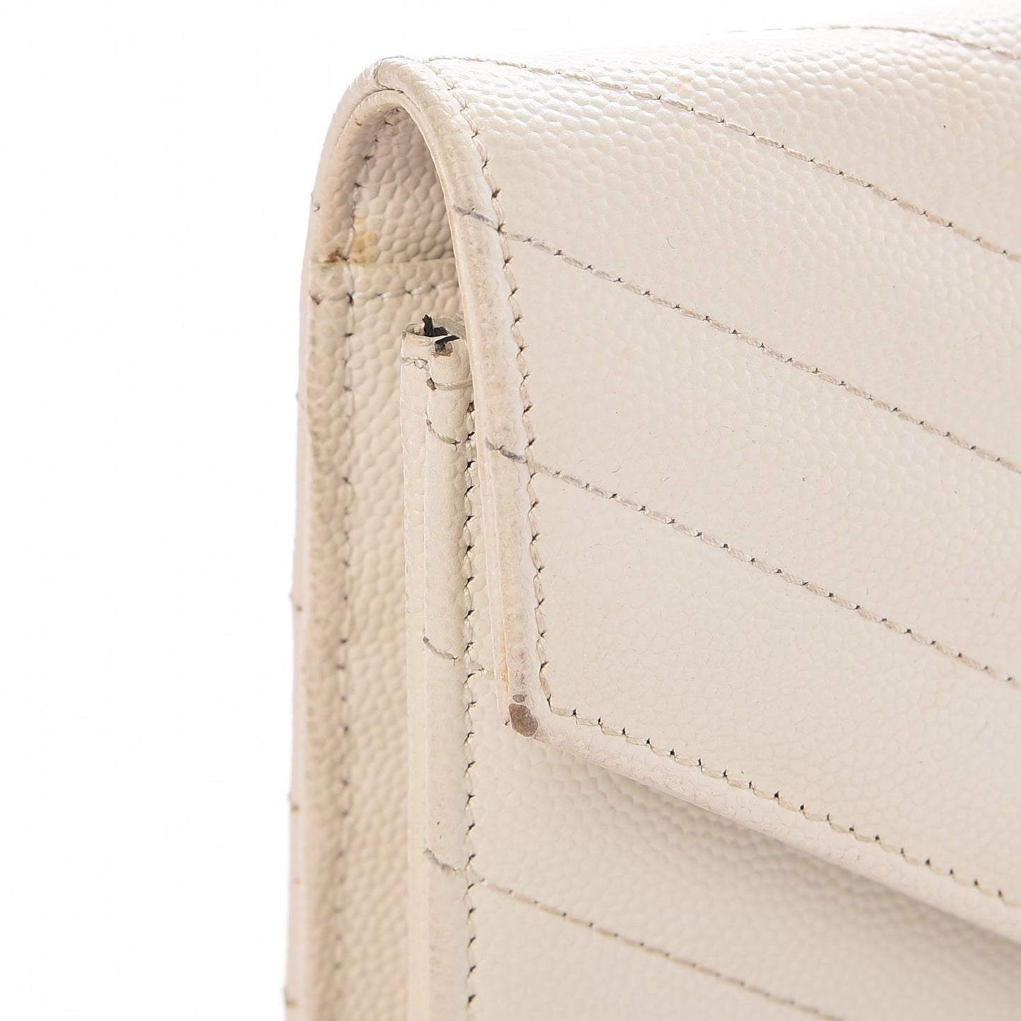Grain De Poudre Matelasse Chevron Monogram Envelope Chain Wallet Dove White
