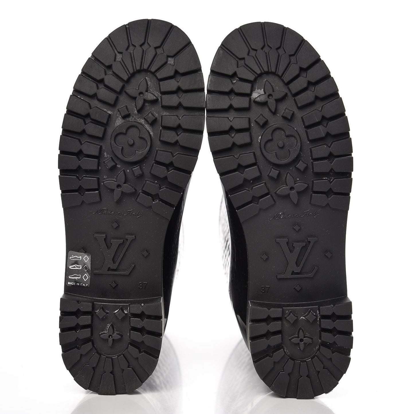 Rubber Embossed Monogram Splash Rain Boots 37 Black