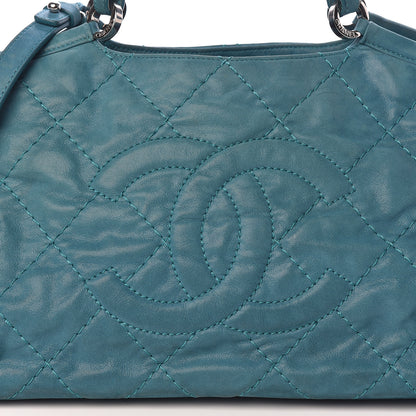Chanel Iridescent Calfskin Quilted Small Sea Hit Tote Turquoise 11 of 11