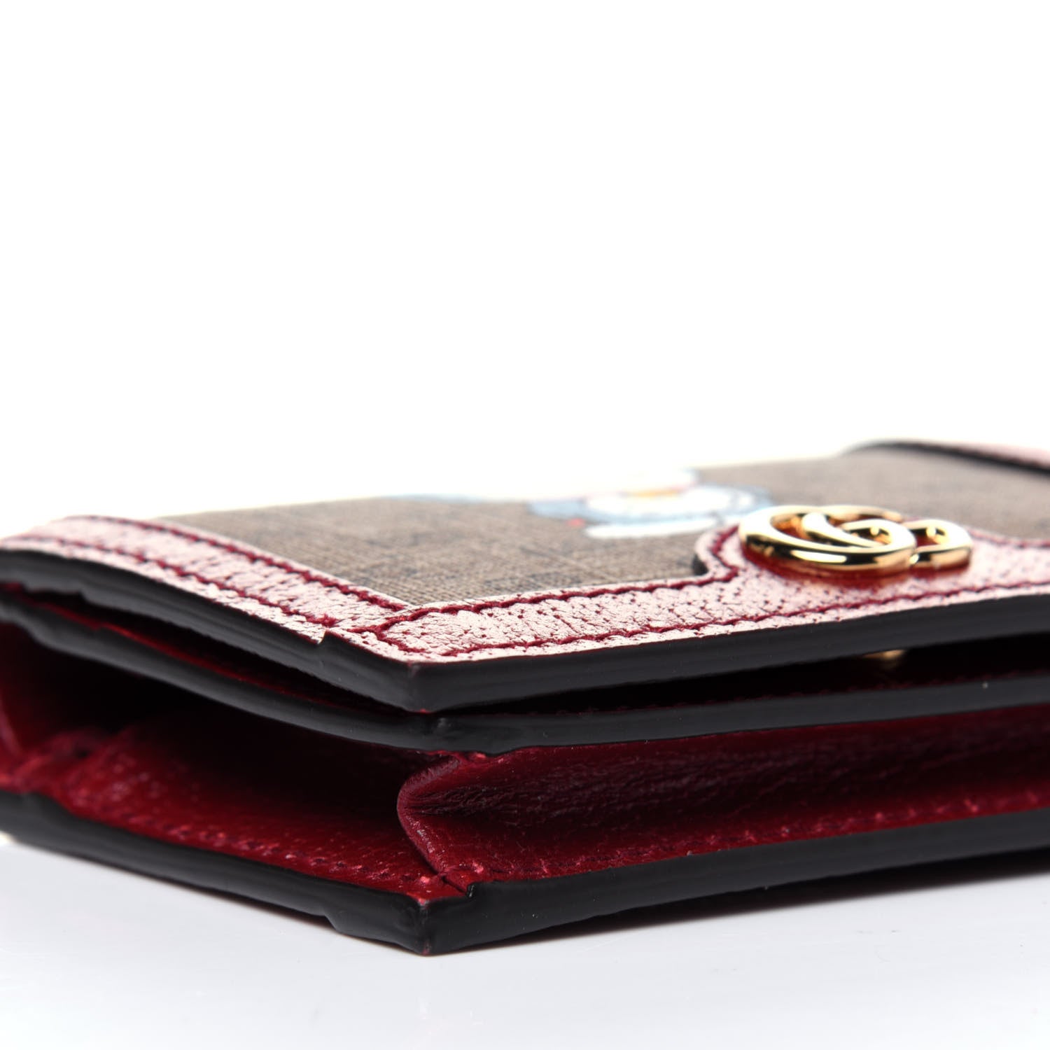 Gucci X DORAEMON Mini Vintage GG Supreme Monogram Card Case Wallet Beige Cherry Red 7 of 10