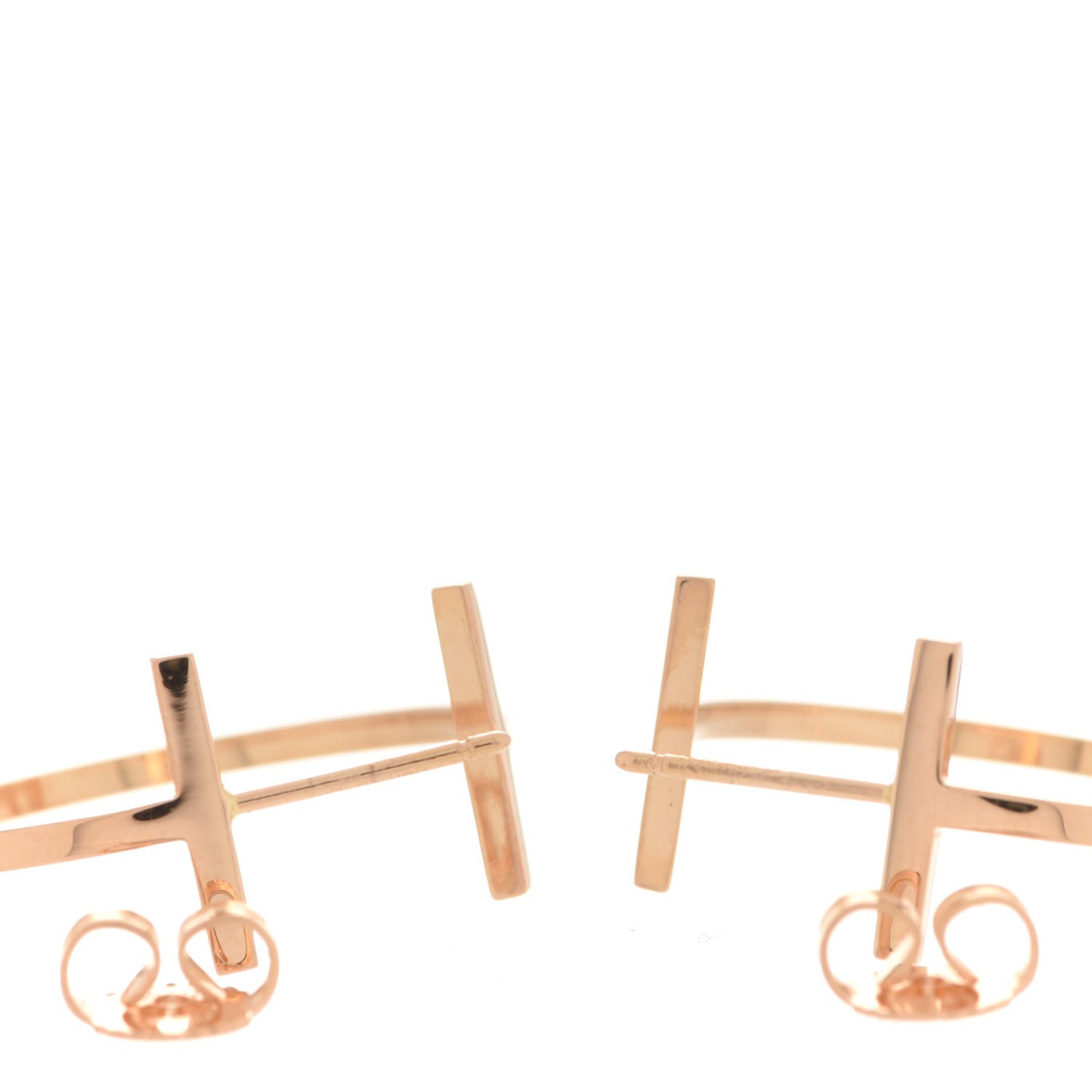 18K Rose Gold Medium T Wire Hoop Earrings