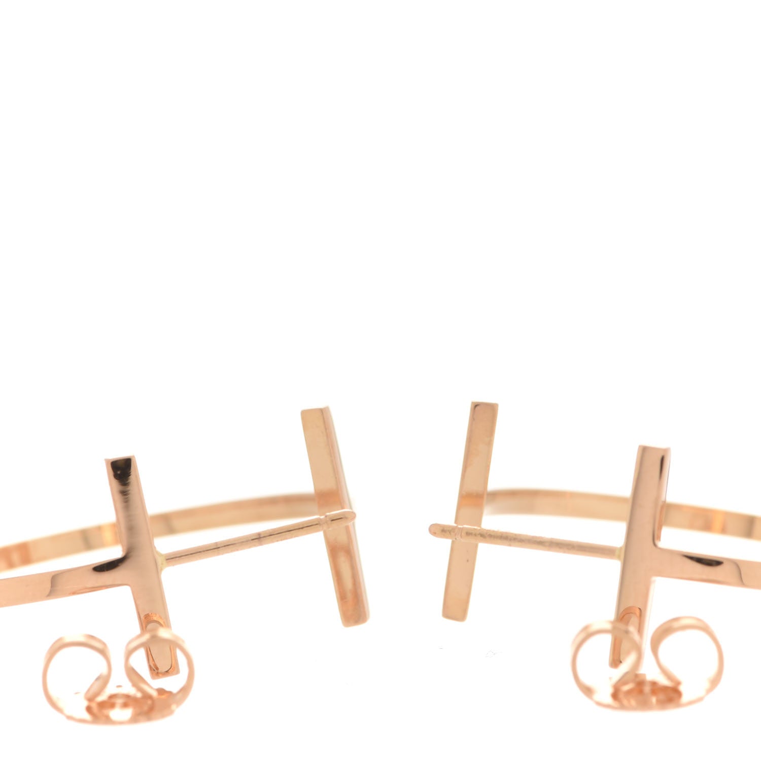 Tiffany 18K Rose Gold Medium T Wire Hoop Earrings 3 of 5