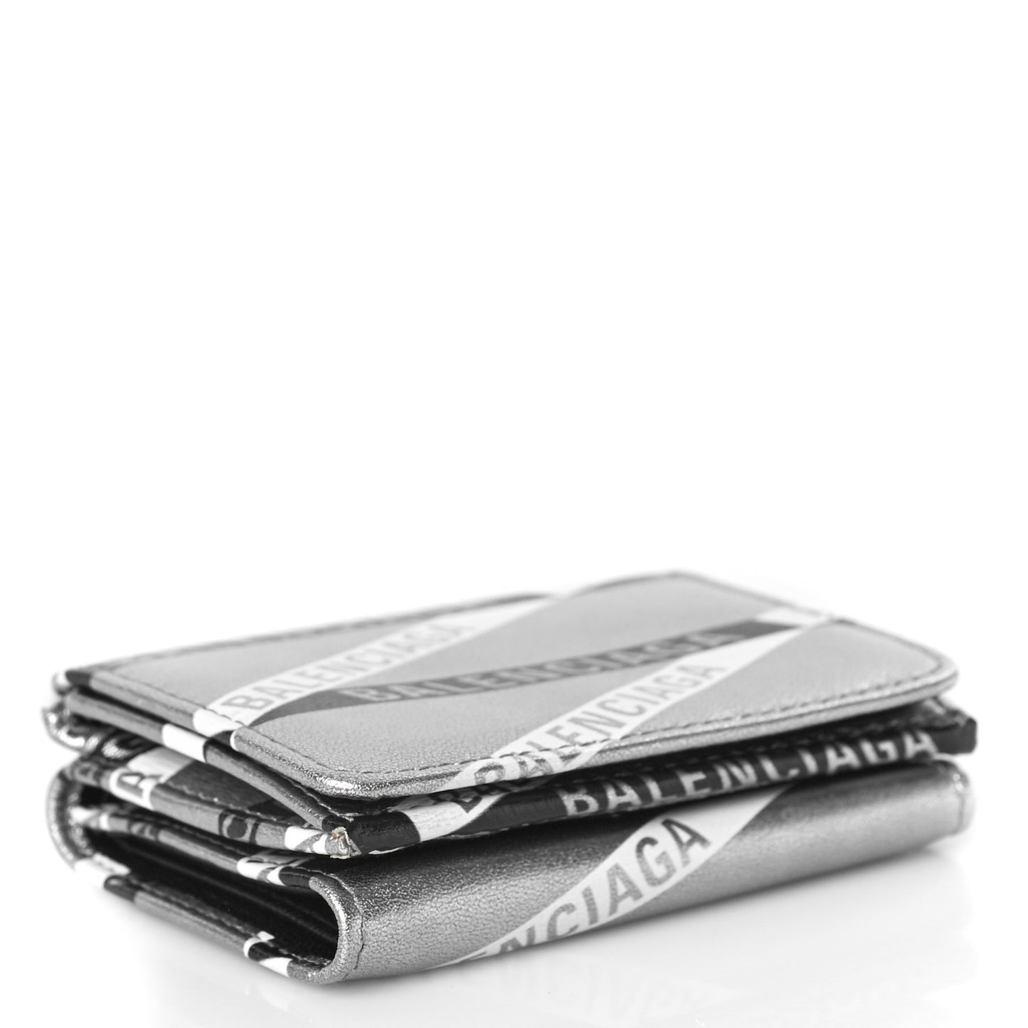 Metallic Calfskin Losange Monogram Mini Everyday Wallet Silver Black White