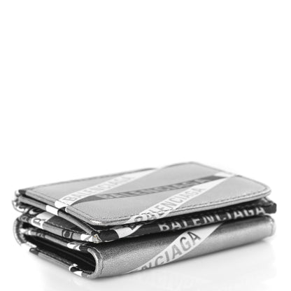 Balenciaga Metallic Calfskin Losange Monogram Mini Everyday Wallet Silver Black White 4 of 9