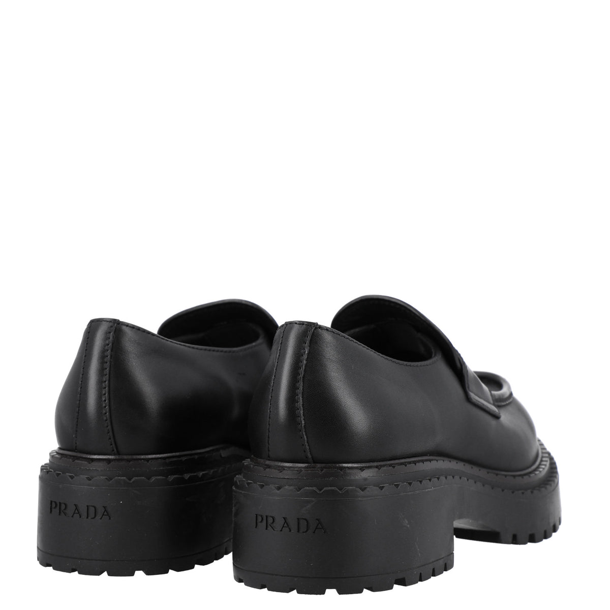 Spazzolato Metal Triangle Logo Mens 35mm Loafers 9 Black