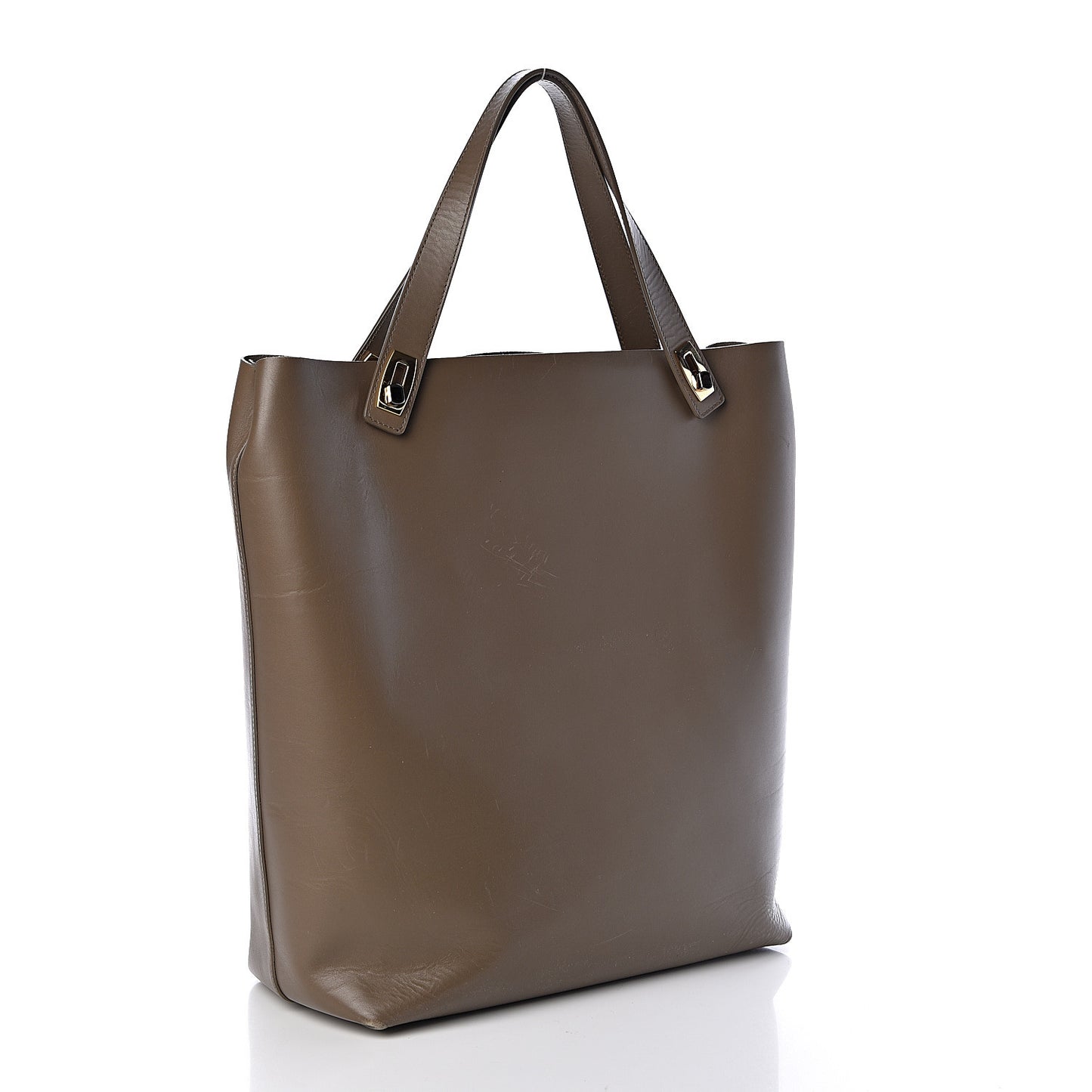 Calfskin Pocket Tote M Khaki and Black
