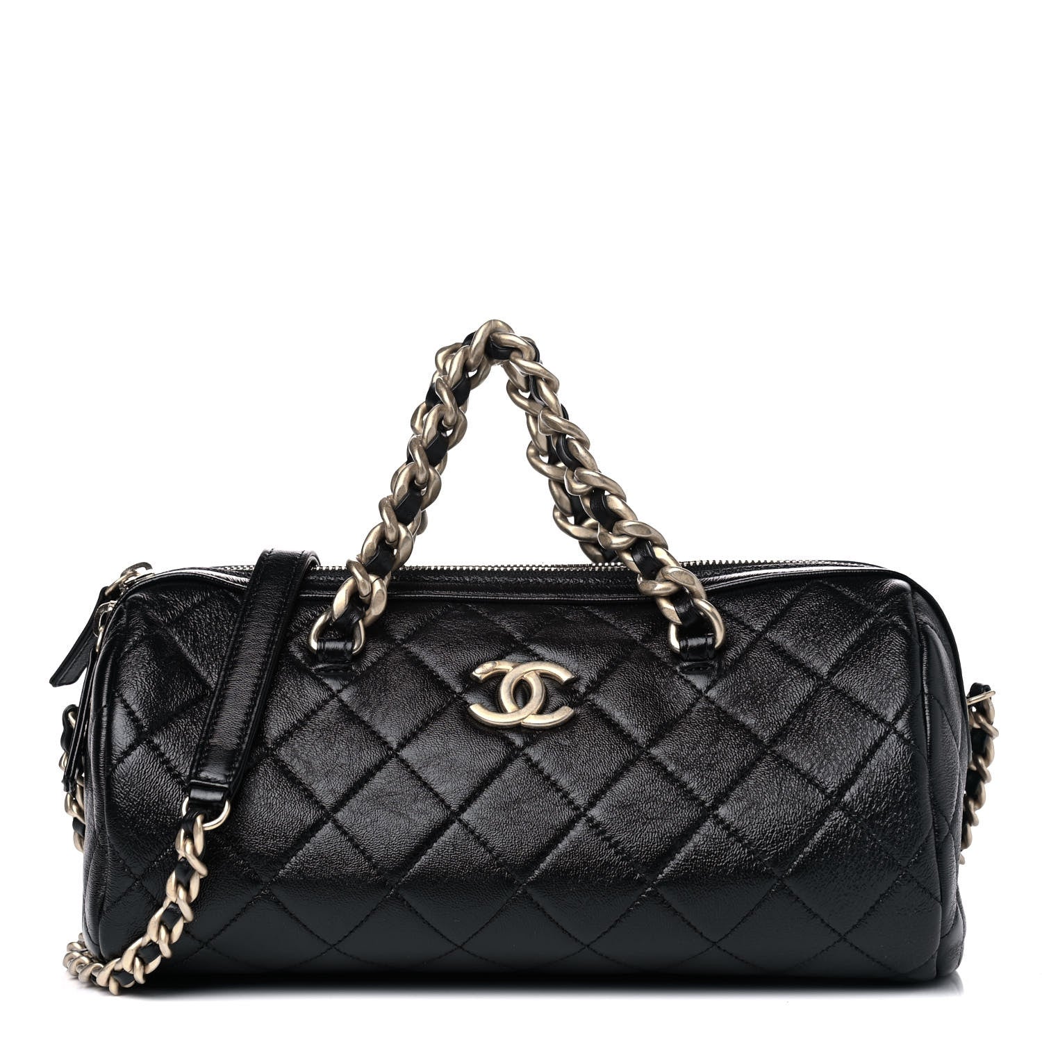 Chanel Shiny Lambskin Quilted Fashion Therapy Bowling Bag Black 1 of 6