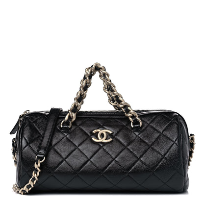 Chanel Shiny Lambskin Quilted Fashion Therapy Bowling Bag Black 1 of 6