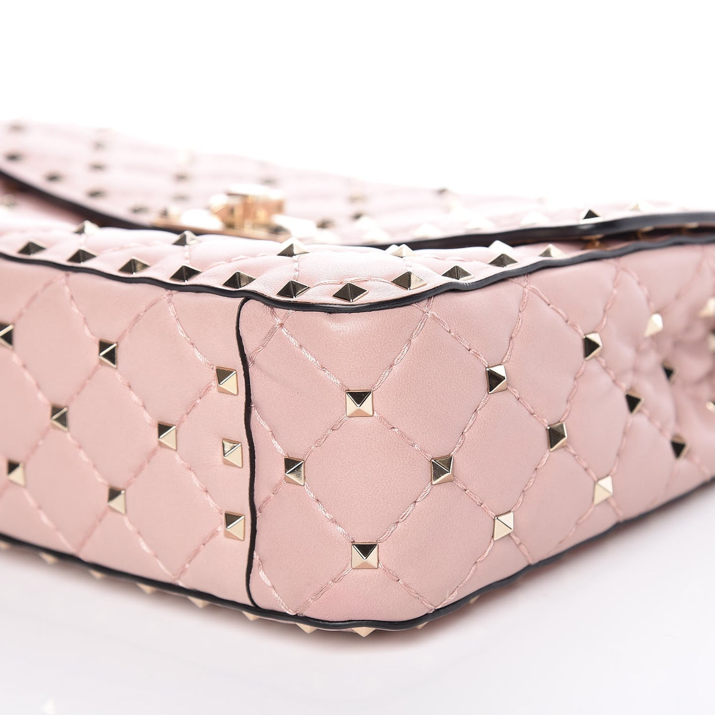 Nappa Medium Rockstud Spike Shoulder Bag Water Rose