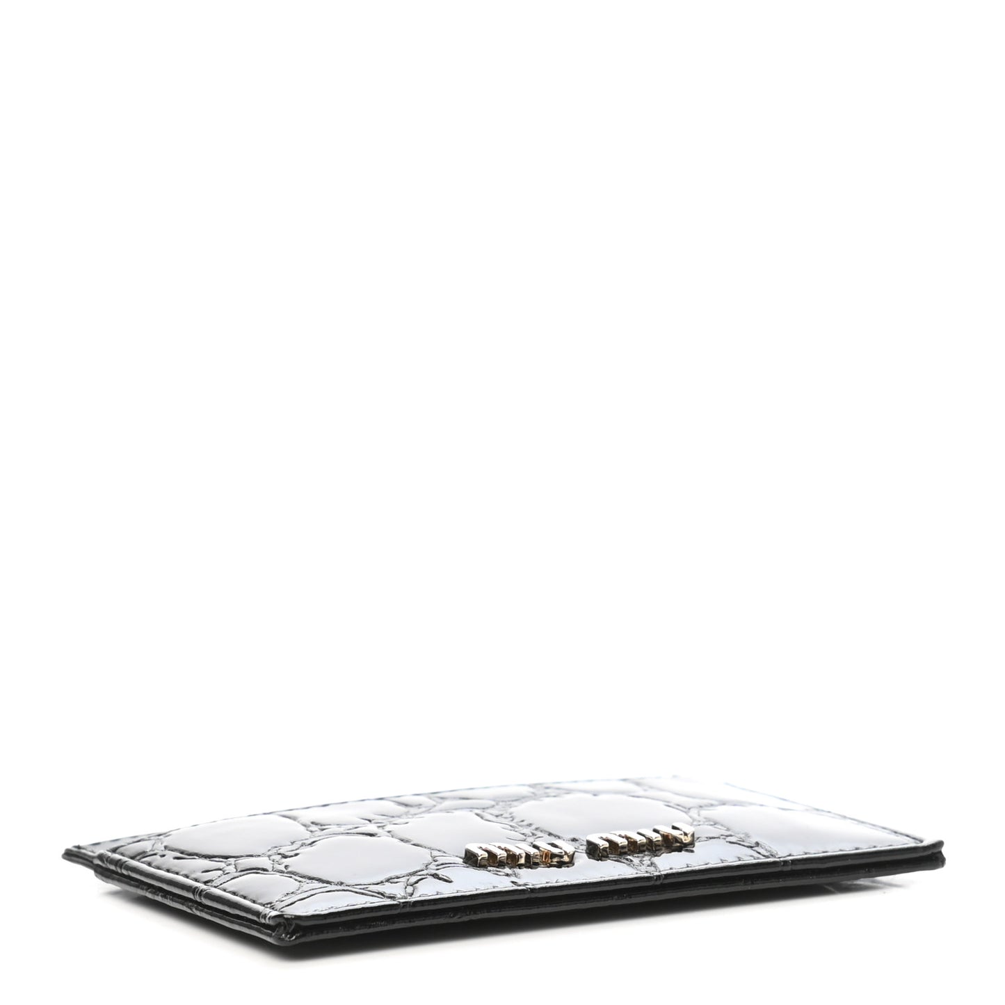 Patent Crocodile Embossed Saint Cocco Card Case Black