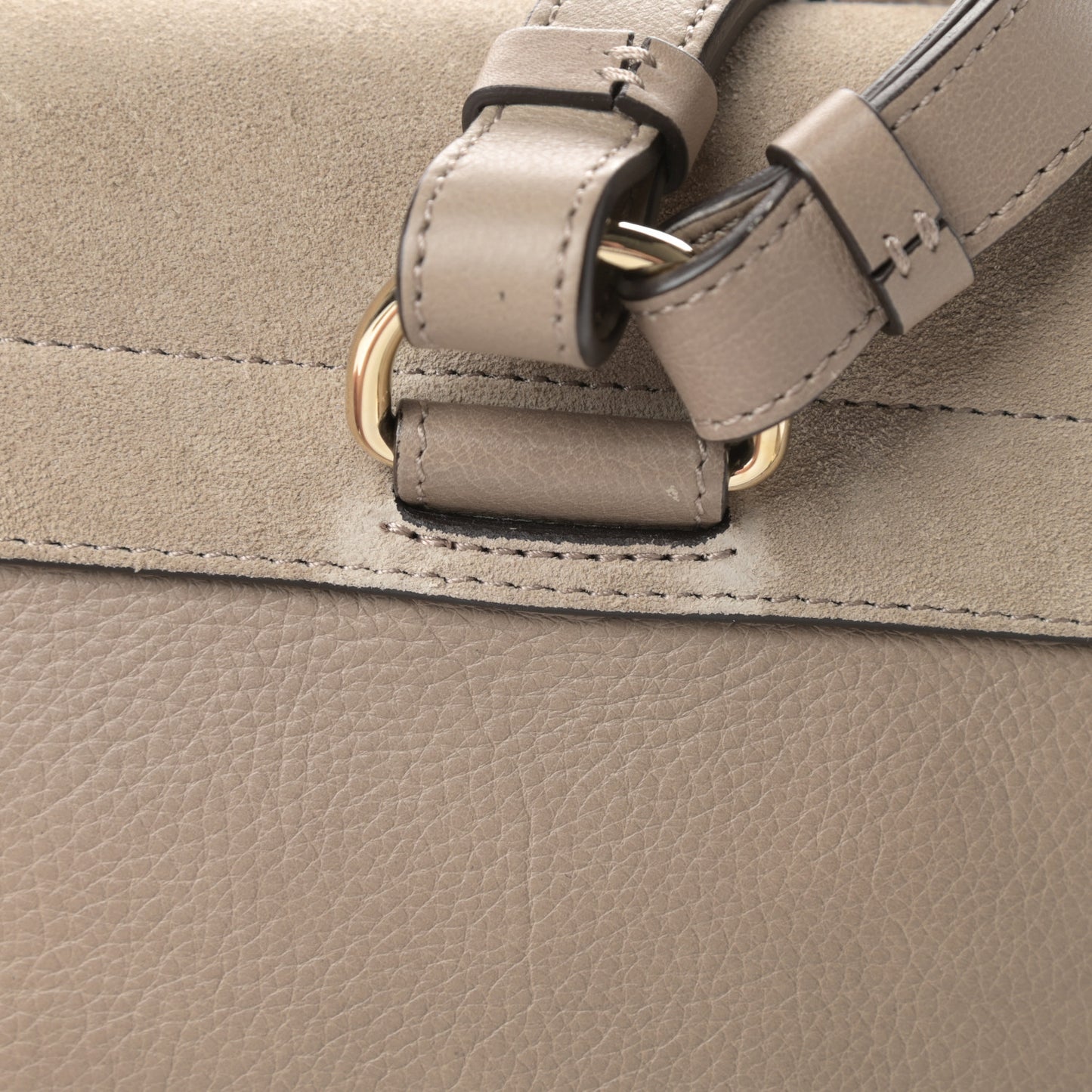 Suede Calfskin Small Faye Backpack Motty Grey