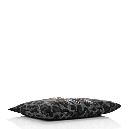 Dolce & Gabbana Leopard Print Family Patch Zip Clutch Bag Black 4 of 9