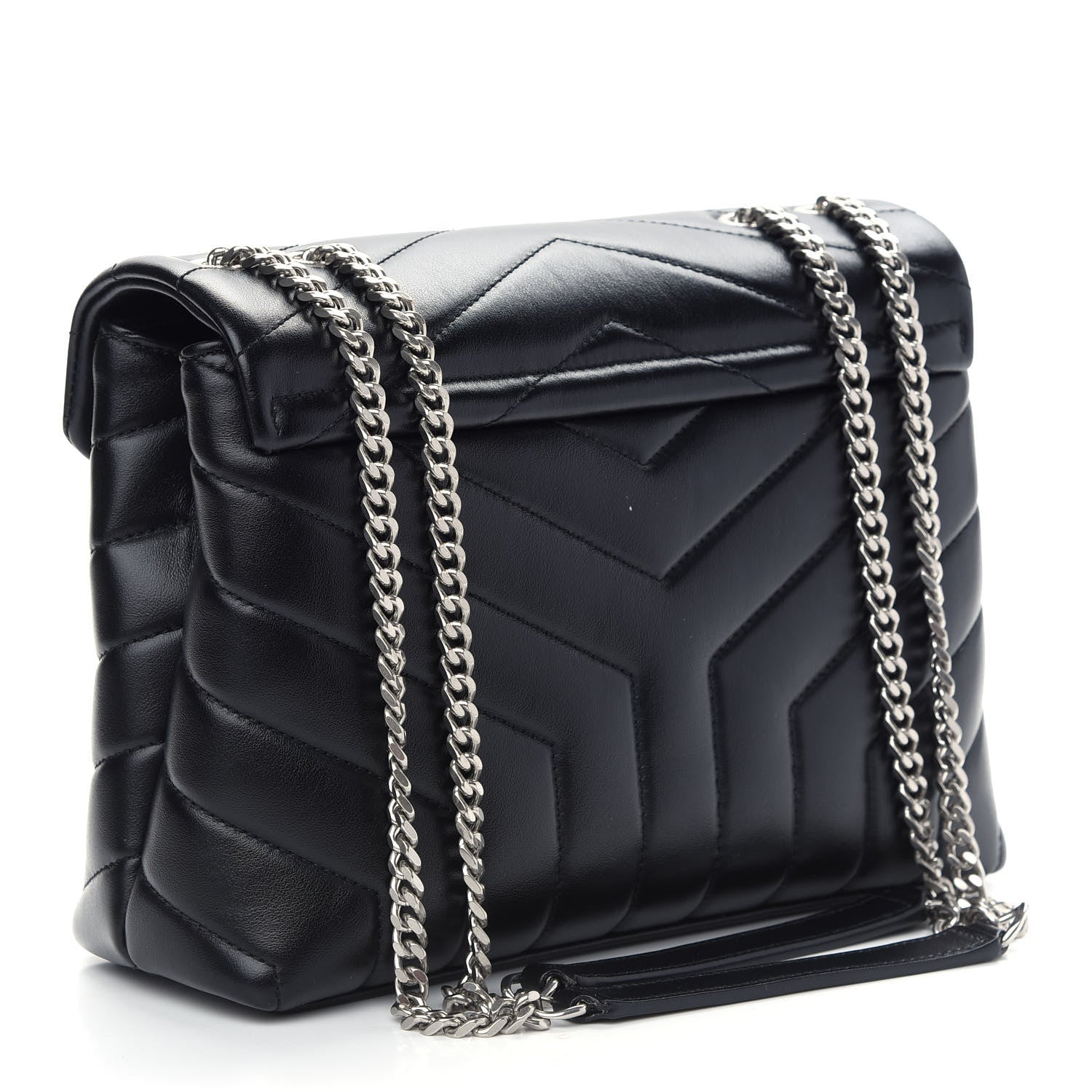 Saint Laurent Calfskin Y Quilted Monogram Small Loulou Chain Satchel Black 3 of 9