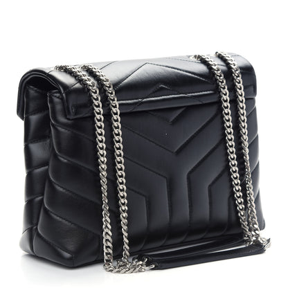 Saint Laurent Calfskin Y Quilted Monogram Small Loulou Chain Satchel Black 3 of 9